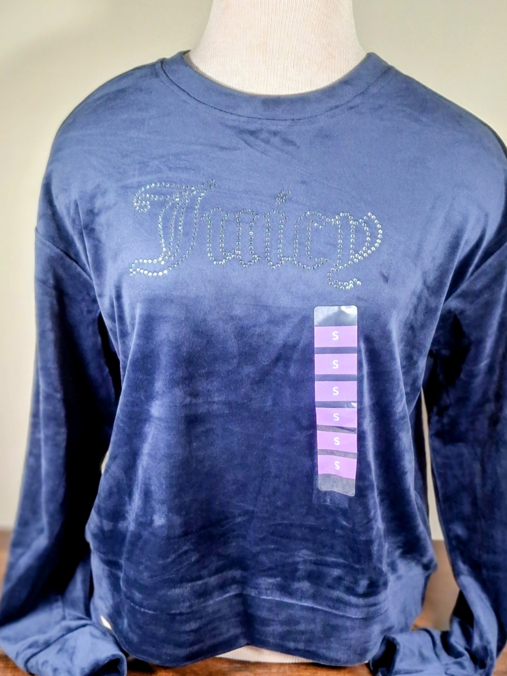Juicy Couture Navy Velour Logo Sweatshirt - Women's